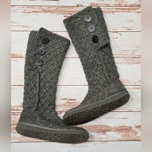UGG Australia Lattice Cardy Knit Tall Boots Gray Womens 8